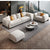 Karlstad Premium Modern Sofa Set In Off White Towel Cloth - Wood Grey