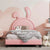 Benwiskin Bunny Upholstered Bed Without Storage In Pink Suede - Wood Grey