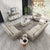 Kram Preimum Straight Line Chesterfield Sofa Set In Leatherette - Wood Grey