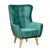 Pulsar Button-Tufted Wingback Chair In Green - Wood Grey