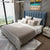 Buidhe Luxury Upholstered Bed In Leatherette - Wood Grey