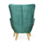 Pulsar Button-Tufted Wingback Chair In Green - Wood Grey